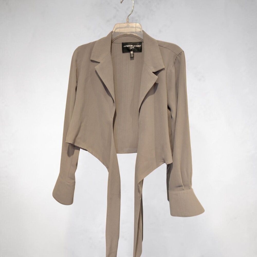 2 Piece Set- Adrienne Landau Tie Front Cropped Jacket and cargo pants XS VETIVER